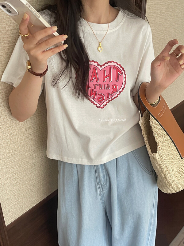 [love] versatile slim ins love short sleeve T-shirt z1232 \hbx