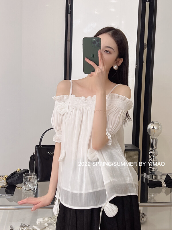 [Feimao (Yimao)] simple solid color off shoulder shirt ym-80024\lsl