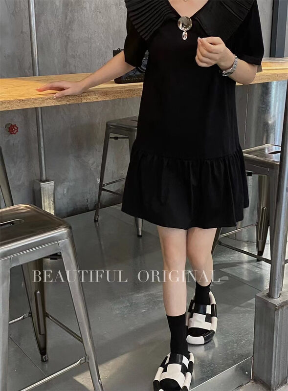 [B-O] pleated Ruffle collar age reducing dress 67073# XYJ