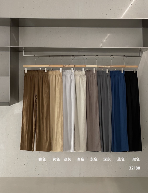 Cotton blend, 8-color options [clean space] simple solid color loose elastic waist casual pants 32188# cqw