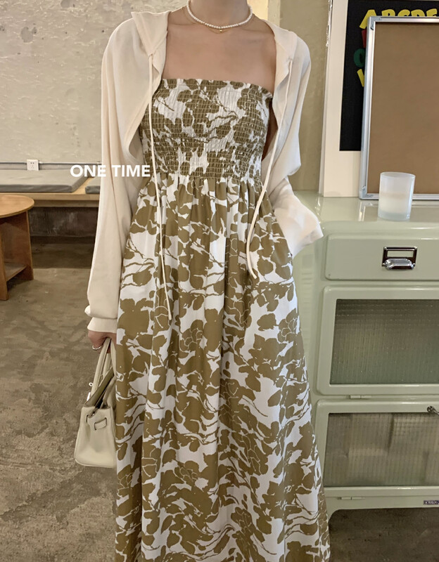 [one time] holiday Style Floral strapless dress xw5195# jhy