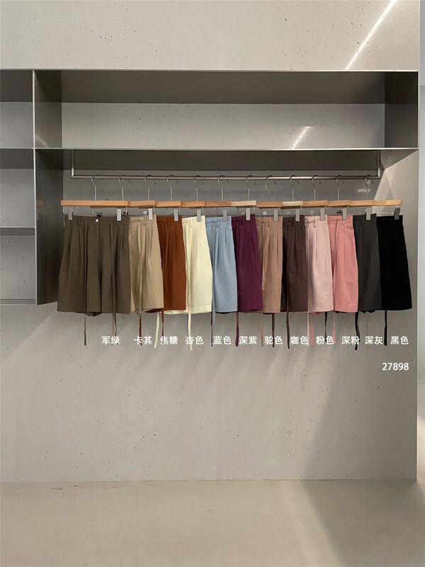 Tencel hemp 12 colors can be entered [clean space] simple solid color versatile five point casual shorts 27898# cqw