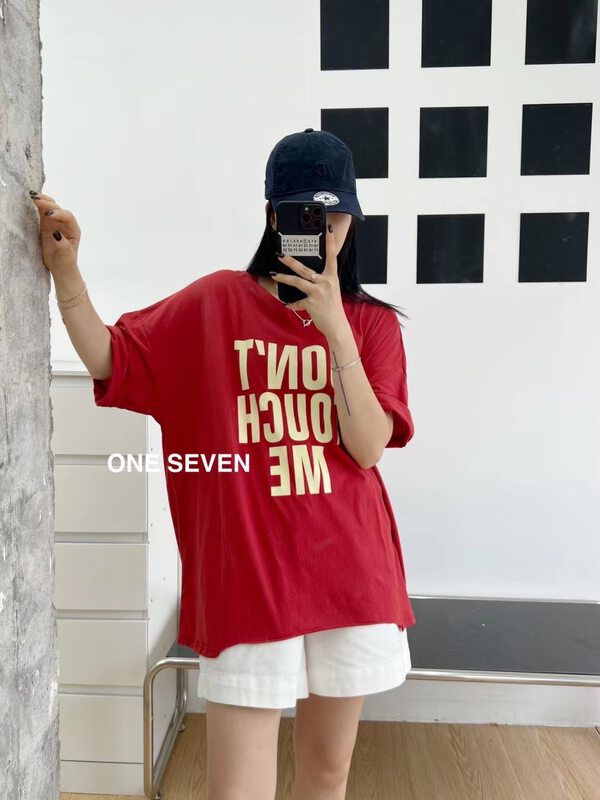 Original price 41.73! [one seven] casual loose letter short sleeve T-shirt 5153# XYY