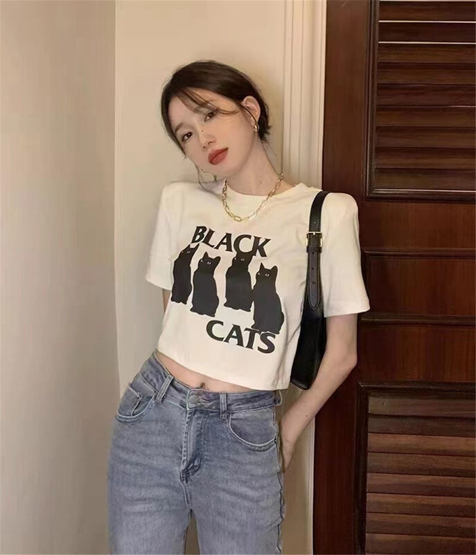 [Hebe] letter round neck versatile short sleeve T-shirt 3368\xyj