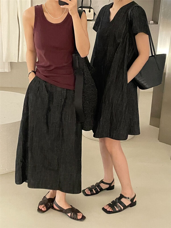 [clean space] Korean loose elastic waist casual skirt 27897# cqw