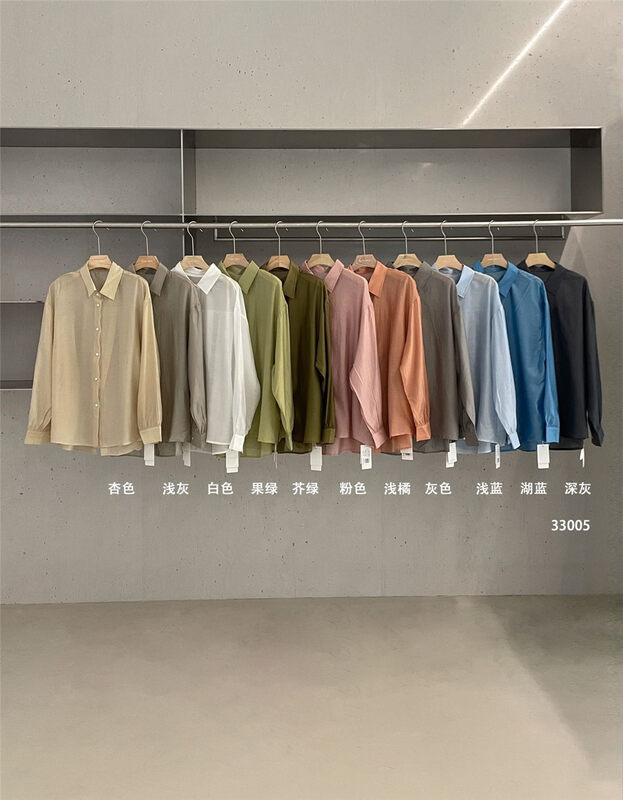 Popular upgraded Tencel material main push ~11 colors available [clean space] simple solid color loose light sunscreen shirt 33005# cqw
