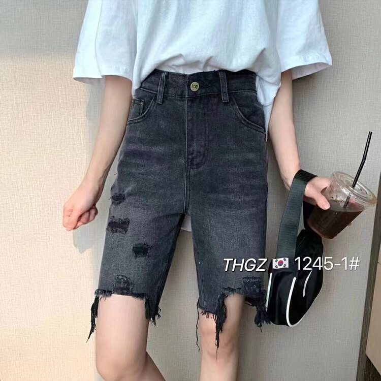 [thgz] fashion trend tattered five point denim shorts t1245 \ll