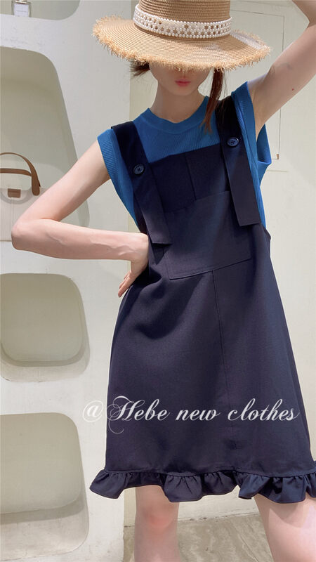 [Hebe] round neck loose knit + age reducing versatile strap skirt suit 8920# XYJ