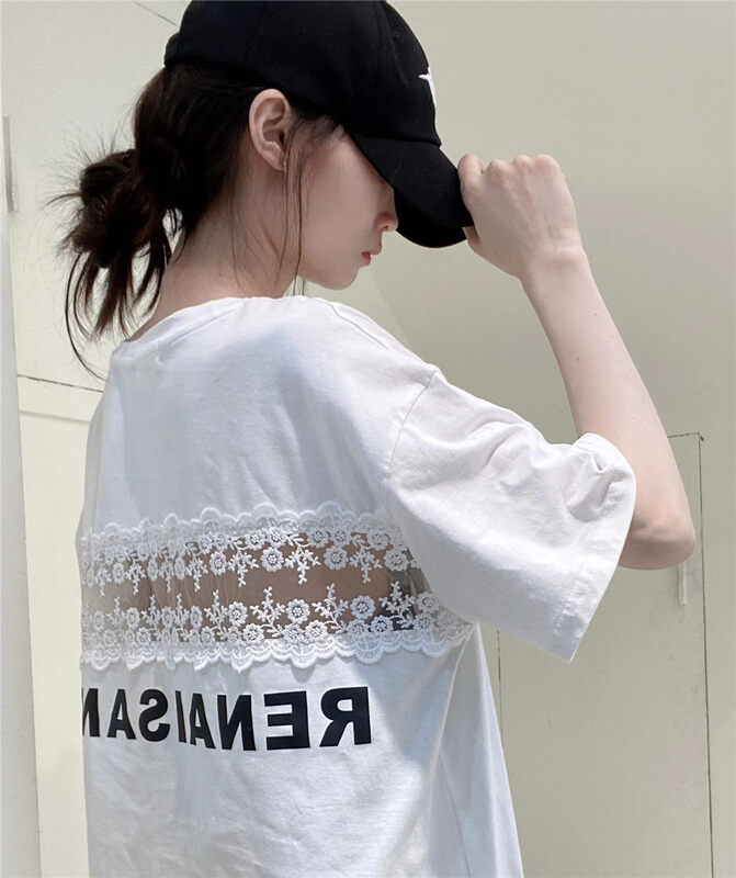 [Hebe] round neck cartoon printed short sleeve T-shirt 8052# XYJ