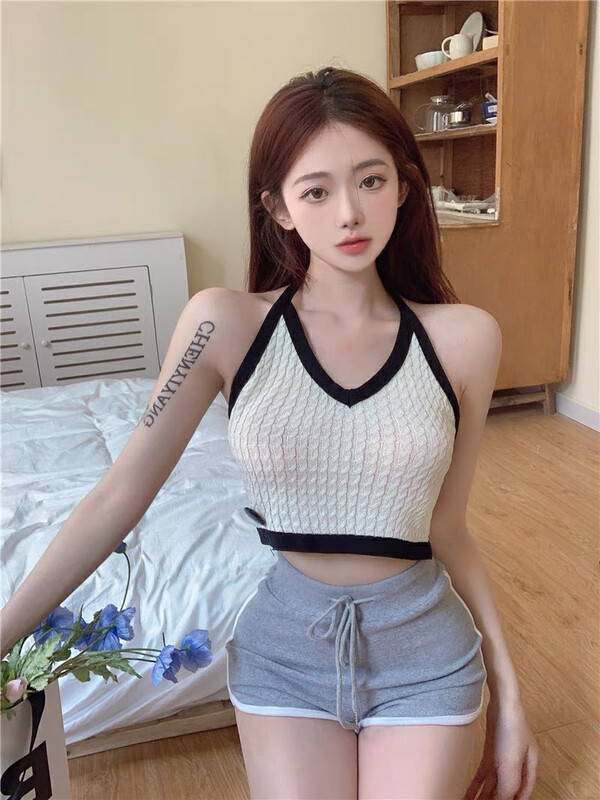 [f · P] Spice Girl V-neck hanging neck light high waisted vest / suspender 6555# HBx