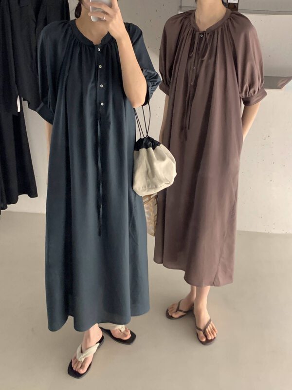 Tencel linen fabric [clean space] Korean solid color casual loose dress 33108# cqw