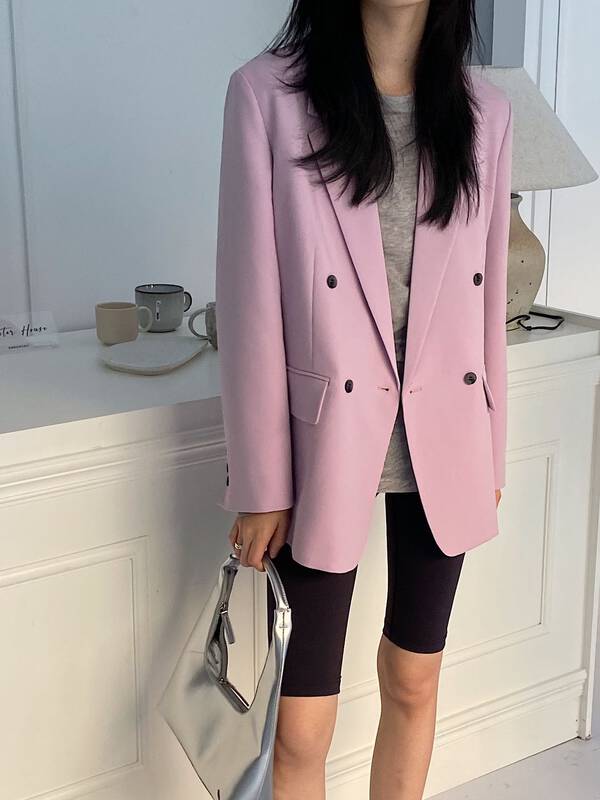 Original price 179.35! New year in early spring! [clean space] Korean style fashion and atmosphere double breasted casual suit 31075 \cqw