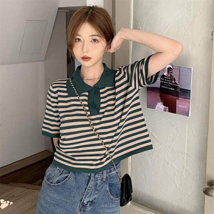 [f · P] new summer V-neck striped sweater cxu015# HBx