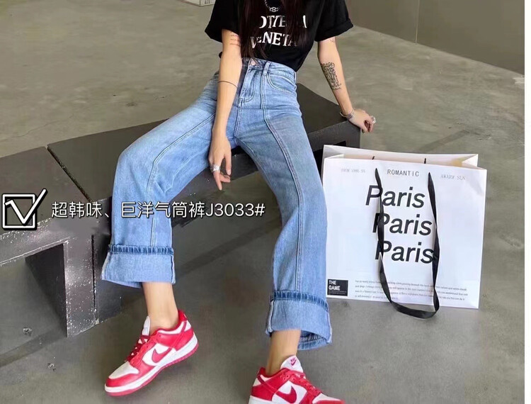 [-5kg] Korean version foreign style jeans with back waist and head adjustment t3033# ll