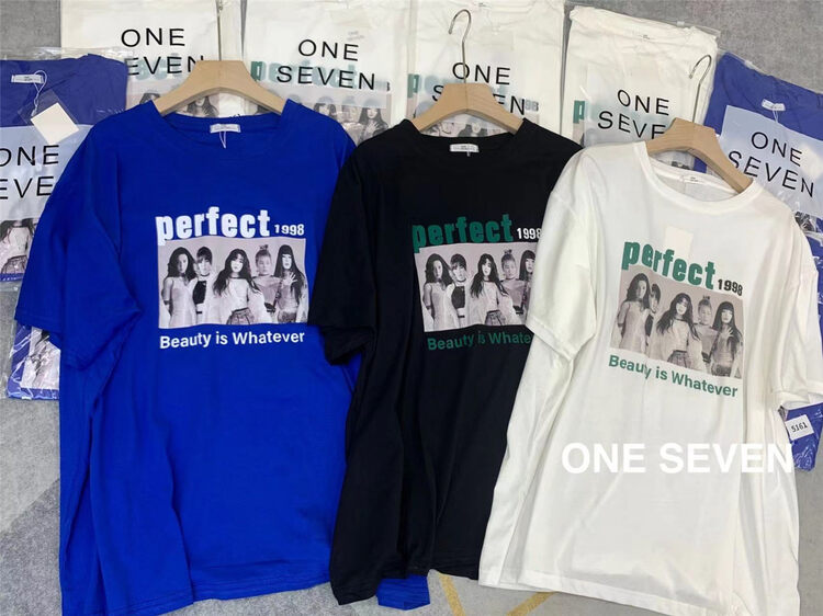 【ONE SEVEN】寬鬆人像印花百搭短袖T恤  5161#  XYY