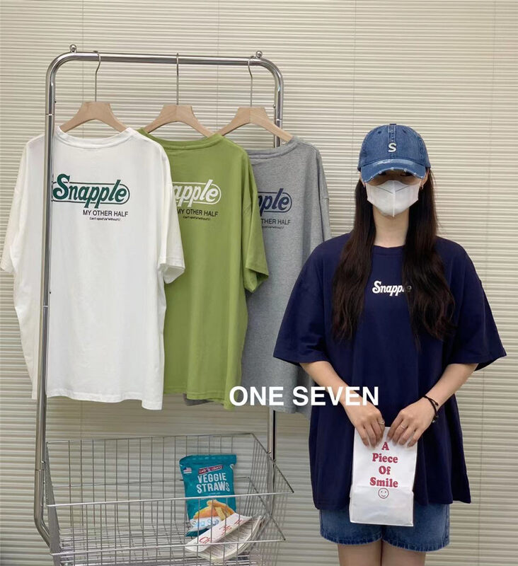 [one seven] loose and versatile letter comfortable short sleeve T-shirt 5132\xyy
