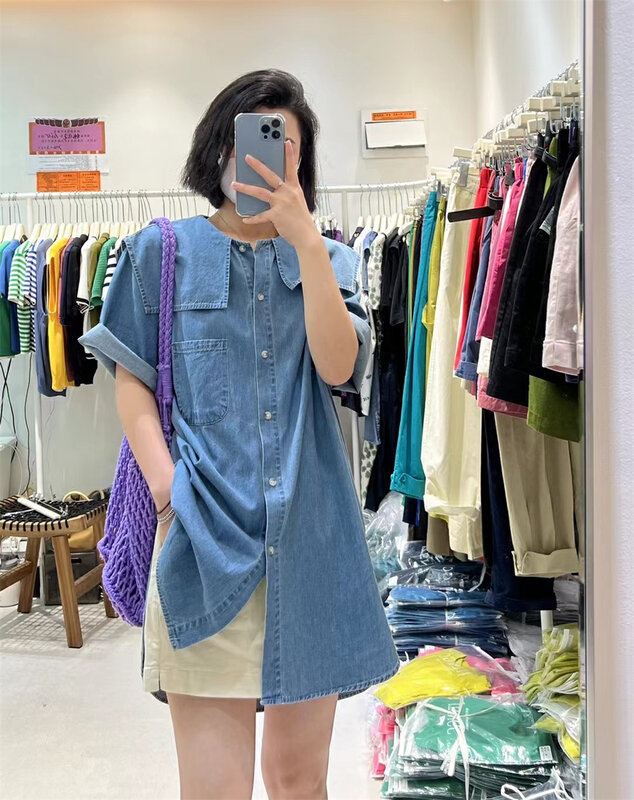 [jito jtengc] Korean simple Navy neck loose dress jx2033 \lsl
