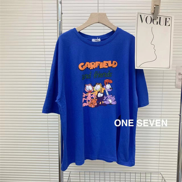 【ONE SEVEN】卡通加菲貓印花短袖T恤  5166#  XYY