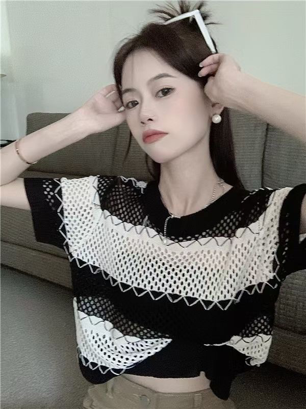 [f · P] sexy hot girl striped hollow out sweater 99031# HBx