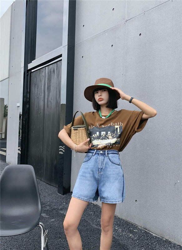 [okoy denim] simple and versatile, slim and color blocked denim shorts 1631\hyy