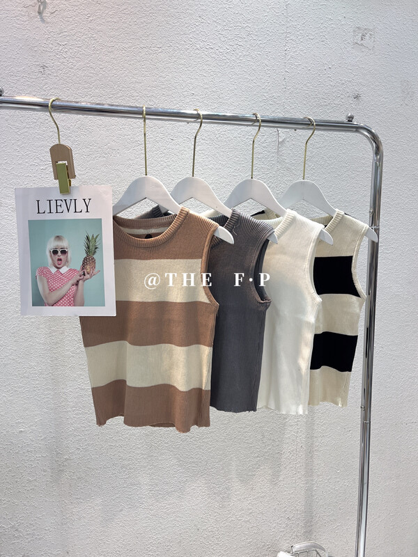 [f · P] striped back hollowed out vest / suspender 1142# HBx