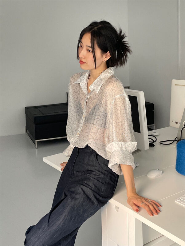 [clean space] simple style, high-level sense, long sleeve light shirt 27729# CLS
