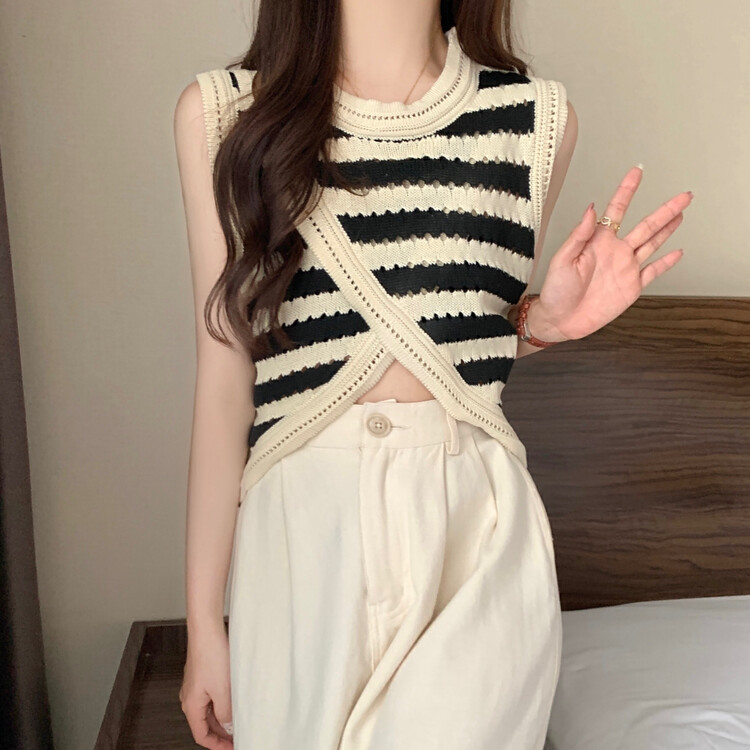 [f · P] design sense, front and back two striped hollow out split vest / suspender a508# HBx