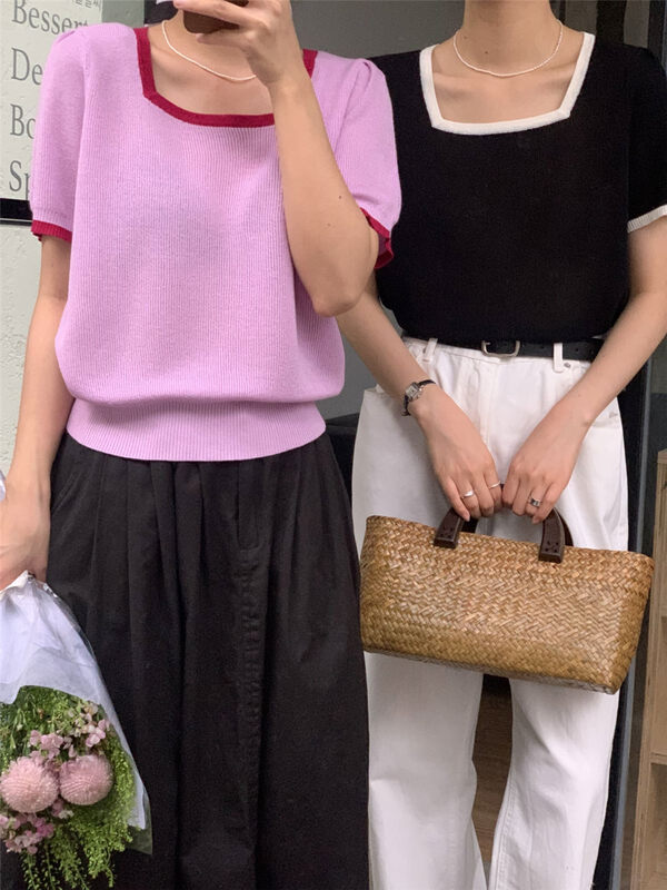 [clean space] simple and fashionable square neck sweater 31768 \cls