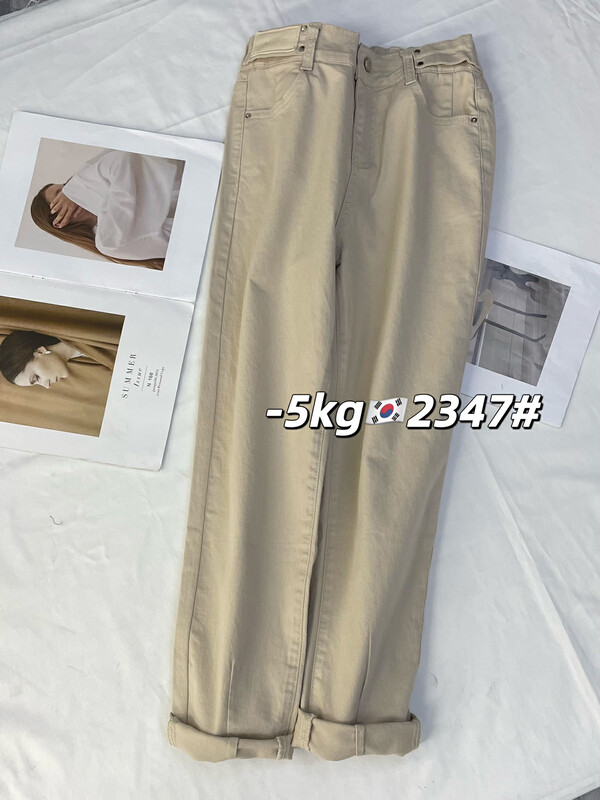 Original price 71.06! [-5kg] semi elastic waist high waist design jeans t2347# ll