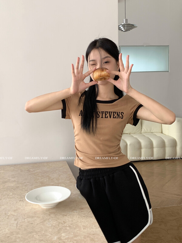 [dream fly] niche design letter printed short sleeve T-shirt 61319# XJ