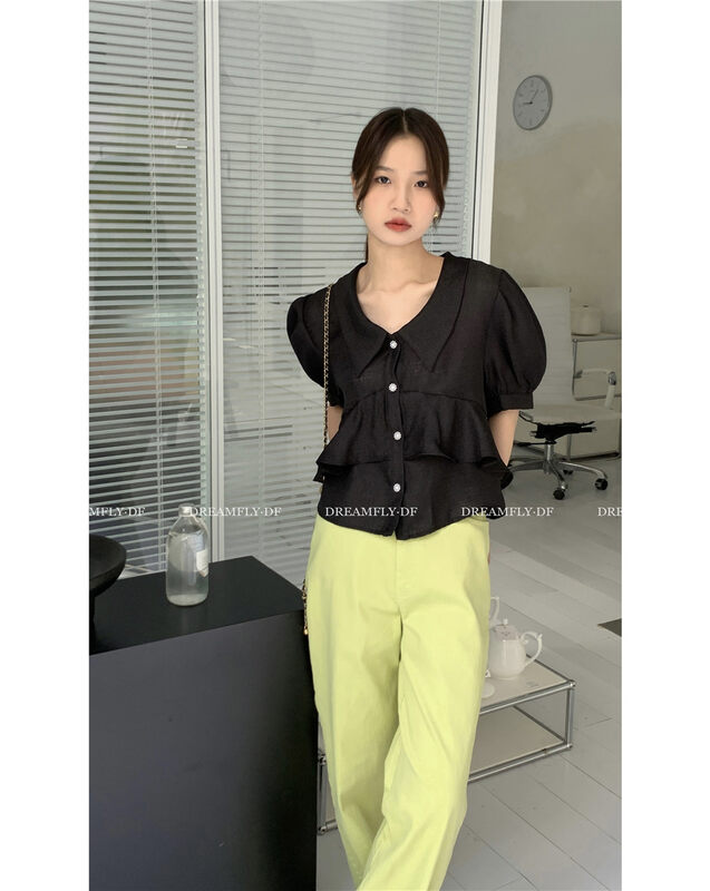 [dream fly] design double Ruffle shirt 61287# XJ