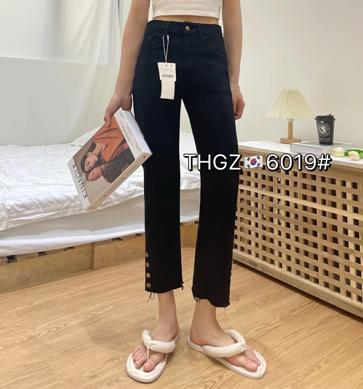 [thgz] fashionable four button versatile foreign style straight jeans t6019# ll