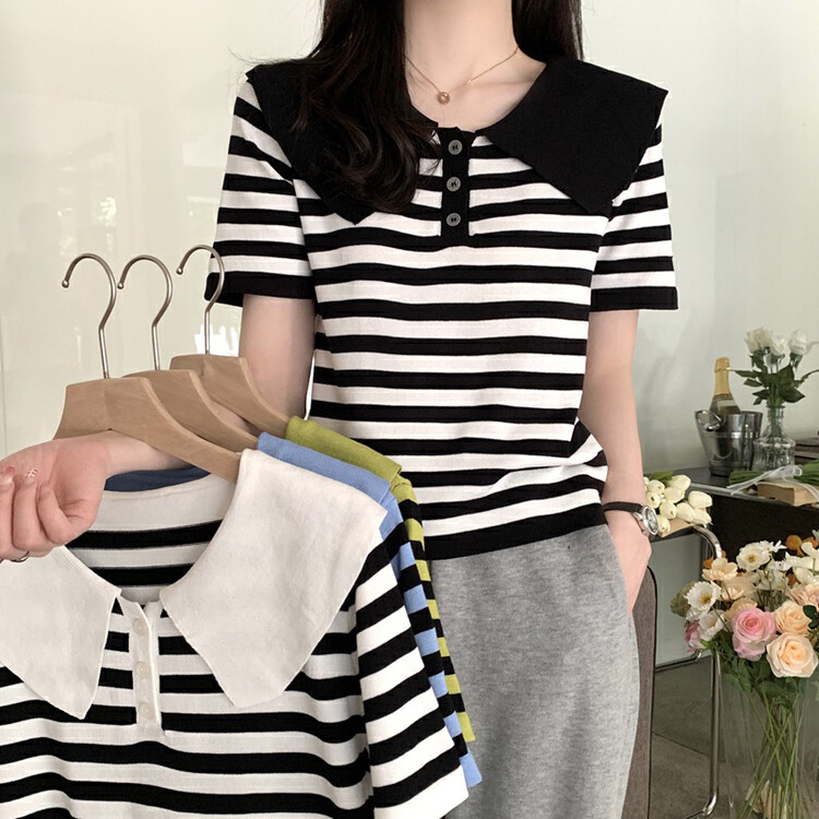 [f · P] striped loose aging sweater 23203# HBx