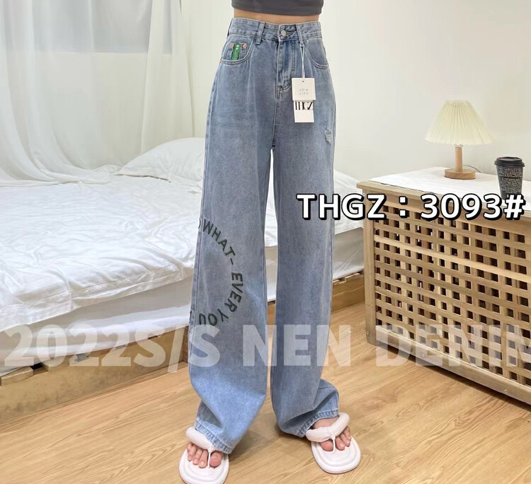 [thgz] straight tube loose wide leg jeans t3093# ll