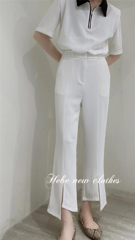 [Hebe] slit straight tube versatile casual pants 9083# XYJ