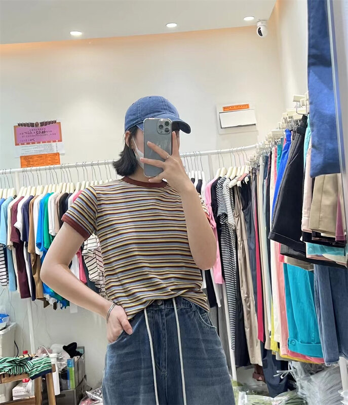 [jito jtengc] Vintage stripe casual versatile short sleeve T-shirt jx2085 \lsl