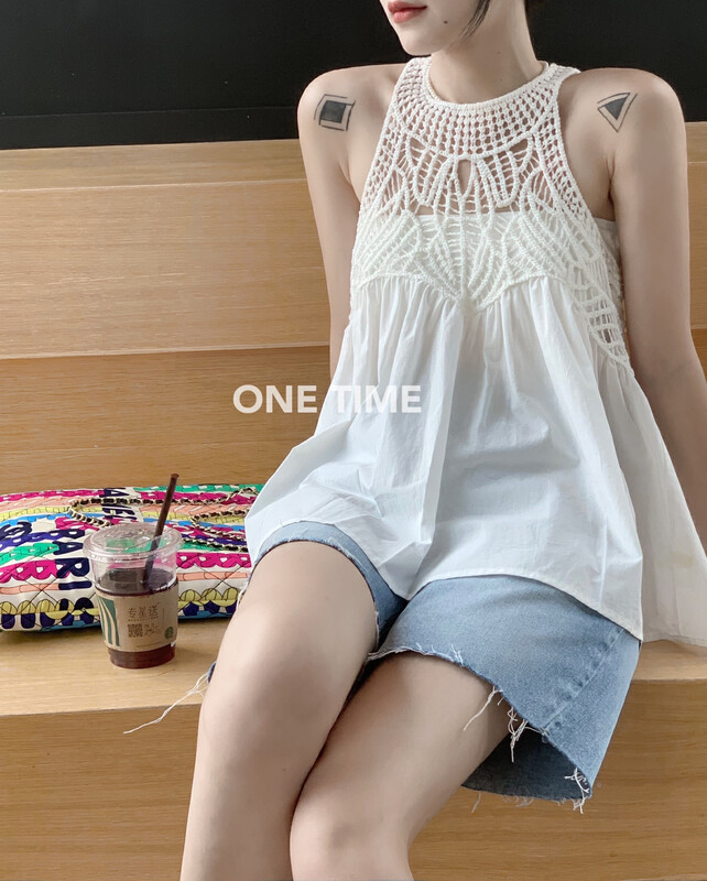 [one time] holiday style sweet spicy mesh splicing vest / sling xw5061\jhy