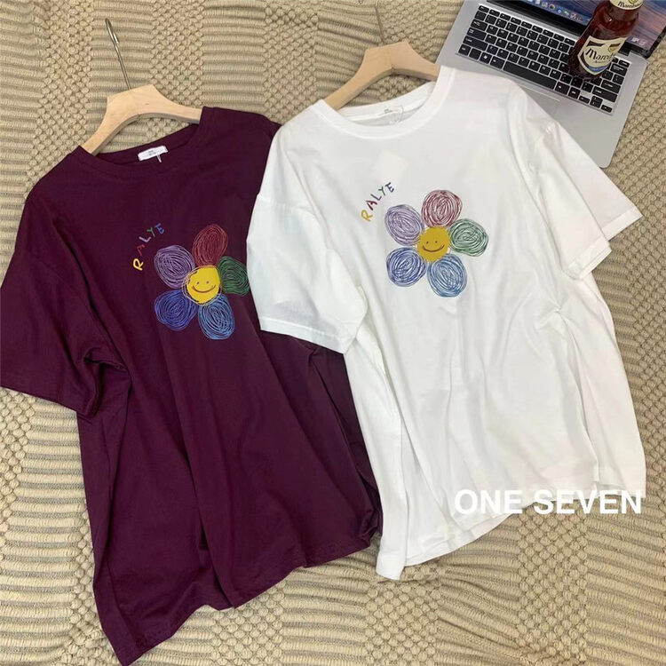 【ONE SEVEN】寬鬆印花百搭簡約短袖T恤  5163#  XYY