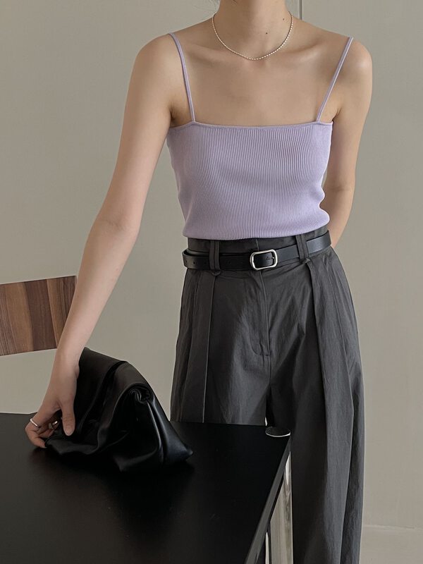 Summer essential suspender, ice yarn, 17 colors available [clean space] basic versatile thin shoulder belt vest / suspender 32373# cqw