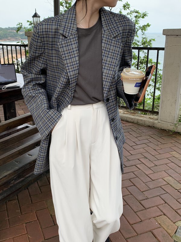 Original price 201.91! [clean space] the new Korean checkered versatile suit in autumn 28799# CLS