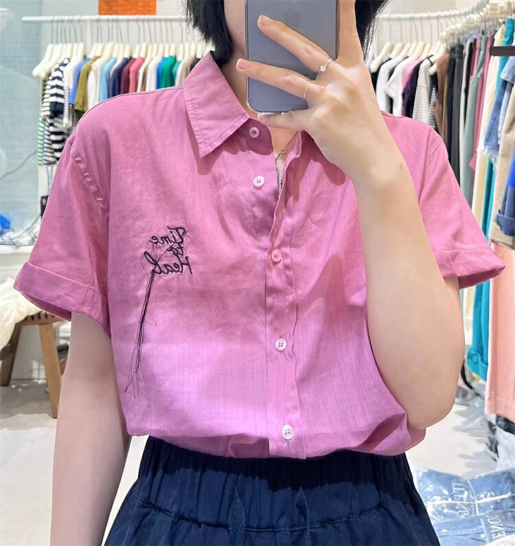 [jito jtengc] embroidered tassel design simple Korean versatile shirt jx2069# LSL