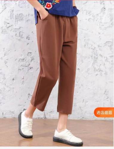  new casual pants women's 100% cotton new cotton hemp large loose Harlan pants high waist slim pants