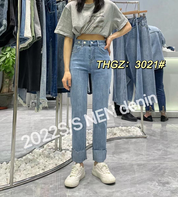 【THGZ】修飾腿型立體顯瘦高腰牛仔褲  T3021#  LL