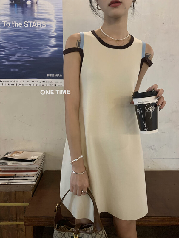[one time] Korean loose contrast tank top dress ot7369 \jhy