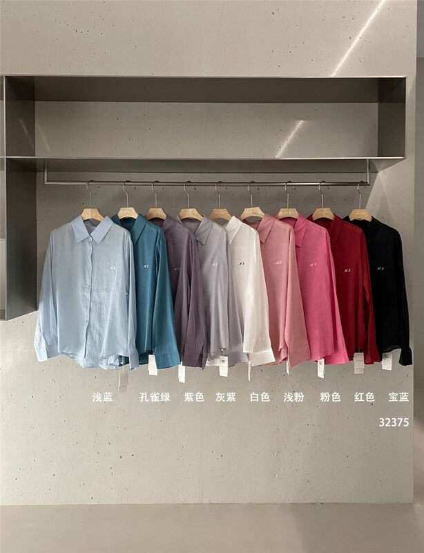 Popular in summer! 18 colors [clean space] simple letters embroidered loose sunscreen shirt 32375# cqw