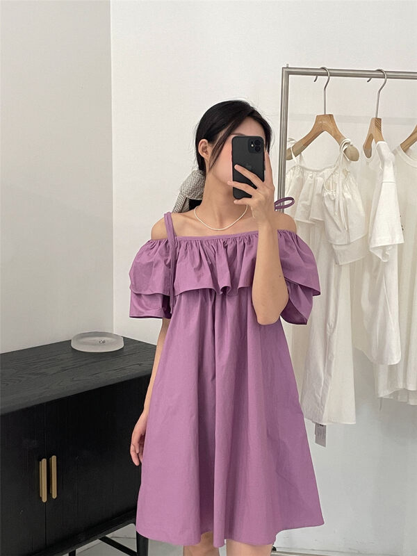 [clean space] solid color crimped Korean dress 32103\cls