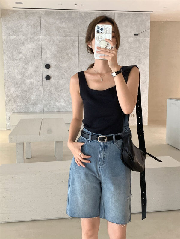 Original price 88.99! [clean space] Korean casual casual 5-point denim shorts 28622# cqw