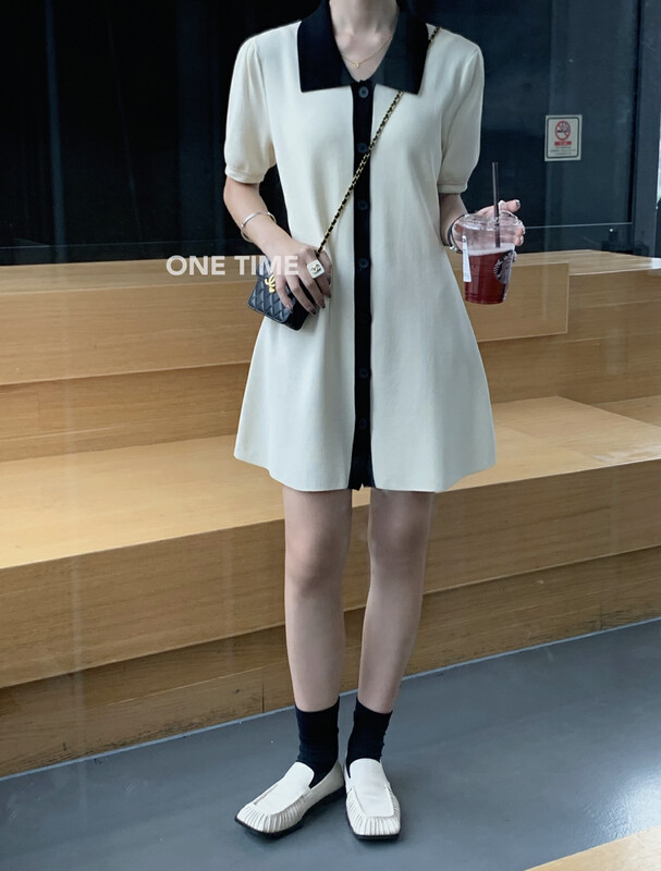 [one time] striped loose and versatile knitted dress ot7222# jhy