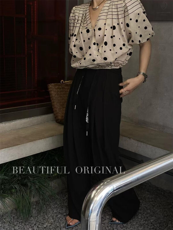 [B-O] wave point fashion V-neck shirt 87351 × XYJ