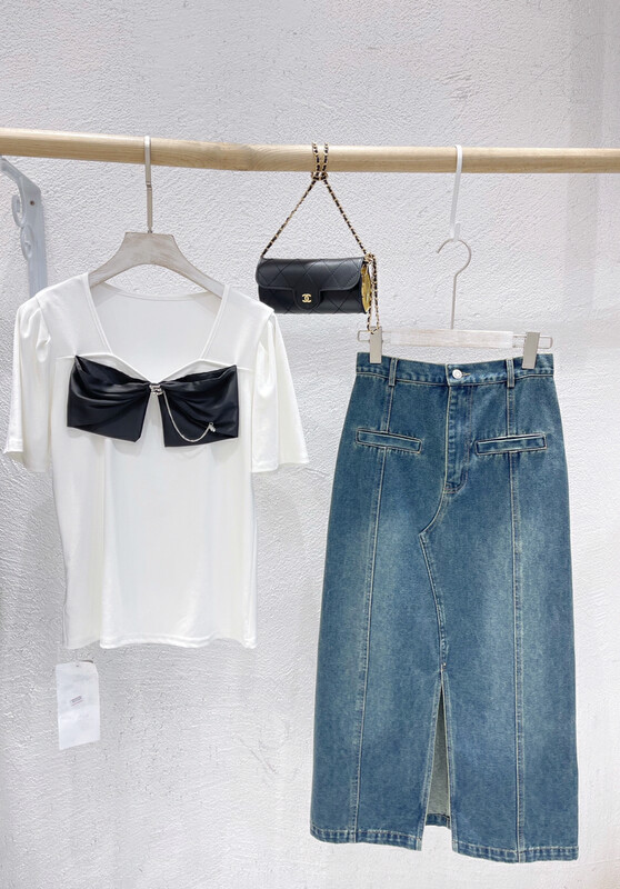 [JSM] Korean medium length split denim skirt jsm-88819# LSL